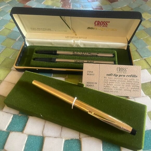 Vintage Cross 12kt Gold-Filled Soft Tip Pen 6604 w/Refills In Box Giftable - Picture 1 of 6